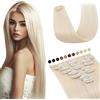 Elailite Extension Capelli Veri Clip #70 Bianco Chiarissimo, 20cm 45g 8 Fasce Singole Intera Testa 100% Remy Human Hair Naturali Lisci