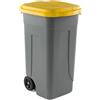 MobilPlastic Bidone mobile Cento 100Lt grigio c/coperchio giallo per raccolta differenziata