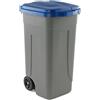 MobilPlastic Bidone mobile Cento 100Lt grigio c/coperchio blu per raccolta differenziata