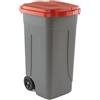 MobilPlastic Bidone mobile Cento 100Lt grigio c/coperchio rosso per raccolta differenziata
