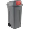 MobilPlastic Bidone mobile Cento Push 100Lt grigio c/coperchio rosso per raccolta diff.