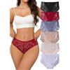 Hialegion Mutande Donna Vita Alta Intimo Donna Sexy Slip Donna Pizzo Senza Cuciture Morbido Mutande Taglie Forti 6 Pacco 3XL
