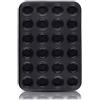 Belmalia Teglia per Mini Muffin, Silicone, 34 x 24 x 2 cm, 24 Stampi, Rivestimento Antiaderente Cupcake Brownie Budino Nero