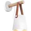 iDEGU Lampada da Parete Retrò Lampada a Muro a Sospensione in Metallo e Legno E27 Illuminazione da Parete Interno Applique da Parete Vintage per Camera da Letto Soggiorno (1 Pezzo, Bianco Opaco)