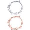 Feilok Bracciale da donna a strati con cuori e doppia catena, in acciaio inox, per donne e ragazze, 14 centimeters, Acciaio inossidabile,