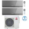 Mitsubishi Climatizzatore Condizionatore Mitsubishi Kirigamine Zen Wifi Argento Dual Split Inverter 9000 + 18000 BTU con U.E. MXZ-3F54VF classe A+++ /A++ NOVITÁ