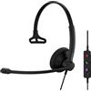 EPOS IMPACT 100 MS Mono USB-C+A Cuffie con Microfono, Certificate Microsoft Teams, Riduzione Rumore, Leggere, Supporto Silicone, Controllo Chiamate, Adattatore USB, Professionale UC, Nero