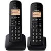 Panasonic KX-TGB612 Telefono Senza Fili Digitale, Unità Base e 2 Cuffie, Identificatore E Blocco Chiamate, Volume Migliorato Del Ricevitore, Resistente agli Urti, Schermo LCD, Nero