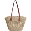 Grande borsa tote alla moda in paglia, estiva da spiaggia