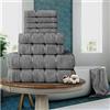 FAIRWAYUK Set da 8 asciugamani per bagno, set regalo ultra morbido di alta qualità, assorbente dell'acqua, 100% cotone egiziano, 4 x viso, 2 x 2 x asciugamani da bagno, argento
