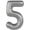 Folat 10475 Palloncini in alluminio Argento Numero 5 - Moonlight Silver - Satin Gloss - 86 cm - Lamina di Elio Palloncini Decorazioni per Feste di Compleanno Anniversario