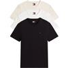 Tommy Jeans per uomo. DM0DM21579 Confezione da 3 magliette extra slim con loghi neri, bianchi e beige [3251186], Nero, Bianco, Casual, Coton