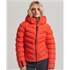 Superdry per donna. W5011594A Giubbotto imbottito in microfibra con cappuccio rosso [3133330], Casual, Polister riciclato, Sostenibile
