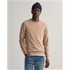 Gant per uomo. [87211] Maglia girocollo in lana fine marrone, Casual, Manica lunga