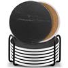 EAGMAK Set di 8 sottobicchieri per bevande, stile marmo, in ceramica, con supporto, per caffè, tavolo in legno, decorazione per la casa (nero)