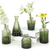 SUPMIND Set di 5 vasi in vetro, piccoli vasi da fiori verdi per centrotavola sfusi, mini vaso vintage per matrimoni rustici, casa, decorazione da tavolo