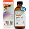 J MAC BOTANICALS Organic Castor Oil Cold Pressed (Glass Bottle, 4 oz, NO DROPPER), Pure Castor Oil, Hexane free, Castor Oil for face, Skin, Castor Oil for Eyelases, Cold Pressed Organic Castor Oil
