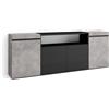 Skraut Home | Credenza, Mobile, Cucina | Madia, mobile ingresso | 200x75x35cm | 4 Porte | grande stoccaggio | Stile moderno | Cemento