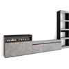 Skraut Home | Mobile Soggiorno TV | Parete Attrezzata Soggiorno | 310x186x35cm | Per TV fino a 65 | Camino elettrico | Stile moderno | Cemento