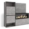 Skraut Home | Credenza | Mobile, Buffet, Stoccaggio | 167x145x35 cm | Camera da letto, stanza | Camino elettrico XXL | Scarpiera | Stile moderno | Cemento