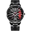 RORIOS Orologio Moda da Uomo Orologi da Polso Analogico Quarzo Orologi Design Mozzo Auto Orologi Cool Impermeabile con Cinturino in Acciaio Inossidabile Rosso A