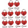 LIFKOME 10 Set Blocco Del Cuore Piccolo Codice Lucchetti Serrature Con Mini Serratura Impronta Digitale Lucchetto Blocco Della Borsa a Cuore Lega Di Zinco Rosso