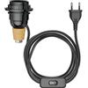 ledscom.de Lampada da tavolo in sughero FLAKO con interruttore e cavo tessile, nero, 1x E27 max. 60W, senza bottiglia, senza lampadina