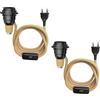 ledscom.de 2 pezzi lampada da tavolo in sughero FLAKO con interruttore e cavo tessile, canapa, beige naturale, 1x E27 max. 60W, senza bottiglia, senza lampadina