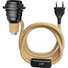 ledscom.de Lampada da tavolo in sughero FLAKO con interruttore e cavo tessile, canapa, beige naturale, 1x E27 max. 60W, senza bottiglia, senza lampadina