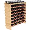 VEVOR Portabottiglie per Vino in Legno di Bambù Impilabile 8 Ripiani Capacità Max. 72 Bottiglie, Cantinetta Portabottiglie 8 Piani da Terra per Vino Materiale Legno Bambù Struttura Modulare Fai-da-te
