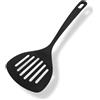 Fackelmann Paletta forata larga antiaderente in Nylon ad alto spessore, materiale con rivestimento antiaderente, resistente fino a 200°, dimensioni 31 x 11,8 cm, Linea Nero