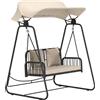 Outsunny Hollywood Swing in rattan 2 posti con tetto e cuscini fino a 240 kg 149 x 121 x 180 cm Marrone