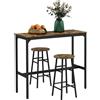 HOMCOM Set da tavolo da bar con 2 sgabelli in stile industriale 2 sgabelli con tavolo, design industriale, 3 pezzi, Marrone + Nero