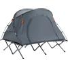 Outsunny Lettino da Campo con Tenda Letto Rialzato per 2 Persone Tenda a Cupola con Materasso Gonfiabile Inclusa Borsa da Trasporto Grigio 200 x 146 x 159 cm | Aosom Italy