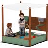 AIYAPLAY Sandbox con tettoia solare per bambini, 2 contenitori per conservazione, 116L x 112,5P x 128H cm, Legno di pino, Plastica, Verde | Aosom Italy