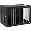 PawHut Gabbia per Cani Cuccia per Cani Trasportino, 2 Porte, bloccabili, Griglie in Acciaio, 80 cm x 50 cm x 56,5 cm, Nero