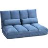 HOMCOM Divano Letto da Pavimento, pieghevole, schienale regolabile, 102 cm x 73 cm x 60 cm , Blu