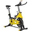 HOMCOM Cyclette regolabile in altezza Cyclette da interni con trasmissione a cinghia Display LCD Acciaio ABS Giallo+Nero 45,5 x 100 x 101-113 cm