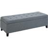 HOMCOM Sitzbank con spazio di archiviazione, ottomana, panca corridoio, finitura a bottoni, 125,1 cm x 48,9 cm x 41,3 cm, Grigio