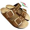 BIOMODEX CIABATTE ciabatte Donna Borchie in vera pelle scamosciata DUCHESS doppia fibbiaciabatta borchiata made in italy (crosta cuoio, Sistema Taglie Calzature EU, Adulto, Donna, Numero, Media, 40)