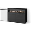 Skraut Home | Credenza, Mobile, Cucina | Madia, mobile ingresso | 150x75x35cm | 3 Porte | Camino elettrico | Stile moderno | Bianco e nero