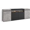 Skraut Home | Credenza, Mobile, Cucina | Madia, mobile ingresso | 200x75x35cm | 4 Porte | Camino elettrico | Stile moderno | Cemento