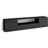 Skraut Home | Mobile TV Soggiorno | Ampio spazio a disposizione | 200x45x35cm | Per TV fino a 80 | Mobile Soggiorno | Stile moderno | Nero