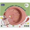 ARTSANA Chicco Set Pappa Composto da Tazza Training Cup Primo Cucchiaio Piatto Pappa Calda 6+ Mesi Rosa