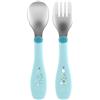 ARTSANA Chicco Posate Acciaio Inox Bambini Set Pappa Forchetta e Cucchiaio 2 Pezzi 18M+ Azzurro