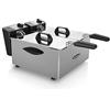 Orbegozo FDR 70 - Friggitrice professionale, 7 litri (2 secchi da 3,5 litri), termostato regolabile, spie luminose, manici freddi al tatto, avvolgicavo, acciaio inox, 2000 W