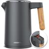 Arendo - Bollitore in acciaio inox con regolazione della temperatura - 45 °C - 100 °C - 1,5 litri - Doppia parete - Senza BPA - Funzione di mantenimento al caldo - Bollitore per tè con indicatore di
