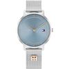 Tommy Hilfiger Orologio Con Movimento Al Quarzo A Due Lancette da Donna con Cinturino in Maglia Metallica in Acciaio Inossidabile Argentato - 1782738, Light Blue