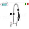 Rubinetto Miscelatore biforo con doccia sospesa alta 600 mm, versione mini, comandi a manopole