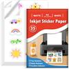 Euqvunn 35 Fogli Carta Adesiva per Stampante A4, Carta Vinile Stampabile Adesivo Bianco Opaco Impermeabile, Self-Adhesive Full Page per Stampanti a Getto d'Inchiostro, Quick Dry, 210x297mm